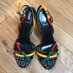 FENDI multicolored strappy heels
